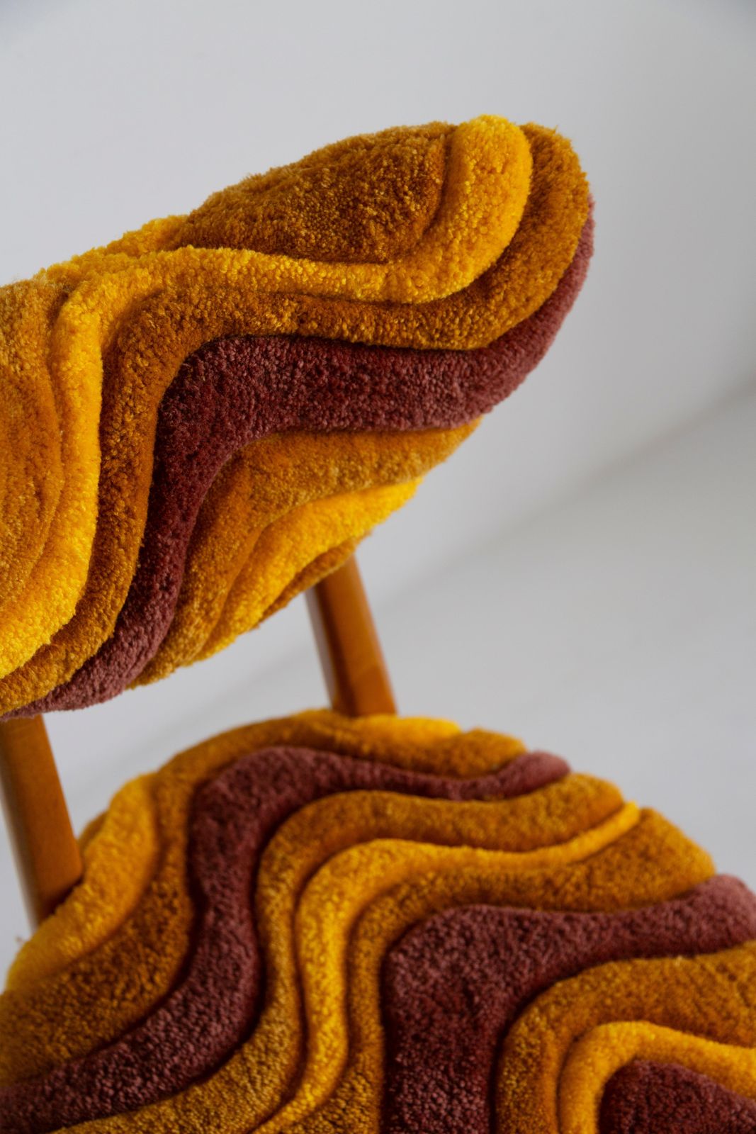 1488.0 Mid Century Heart Chair In Hand Tufting Yellow Wool, Europe, Poland, 1960s photo
