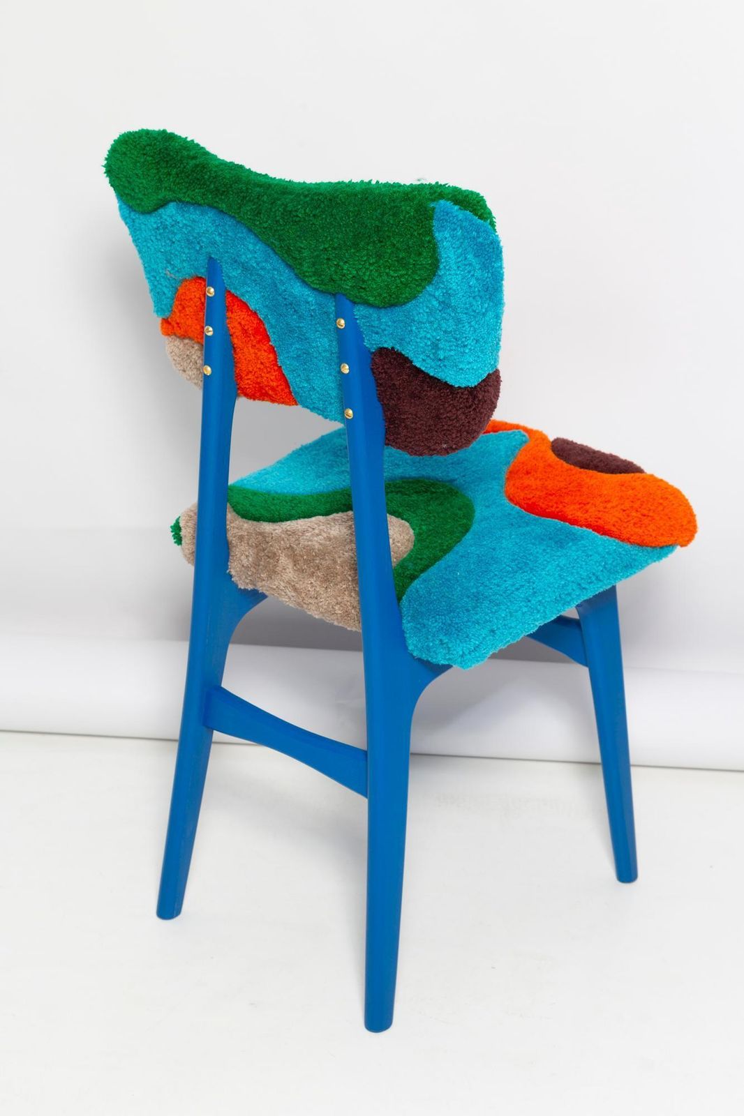 Mid Century Butterfly Stoel, Handgeknoopt Wol In Blauw, Groen En Oranje, Europa, Jaren 1960 photo 842.0