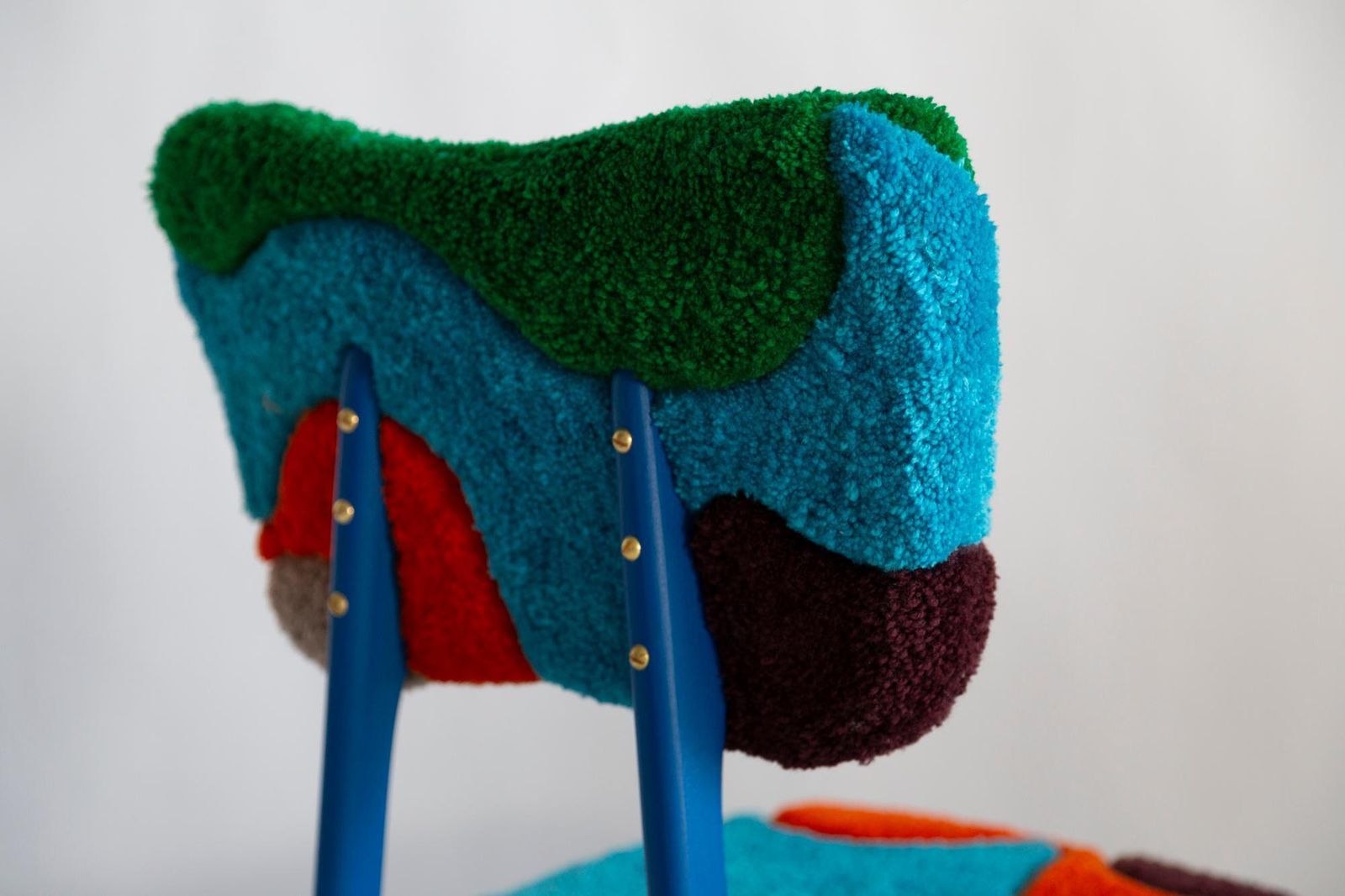 Mid Century Butterfly Chair, Hand Tufting Blue Green Orange Wool, Europe, 1960s photo buy