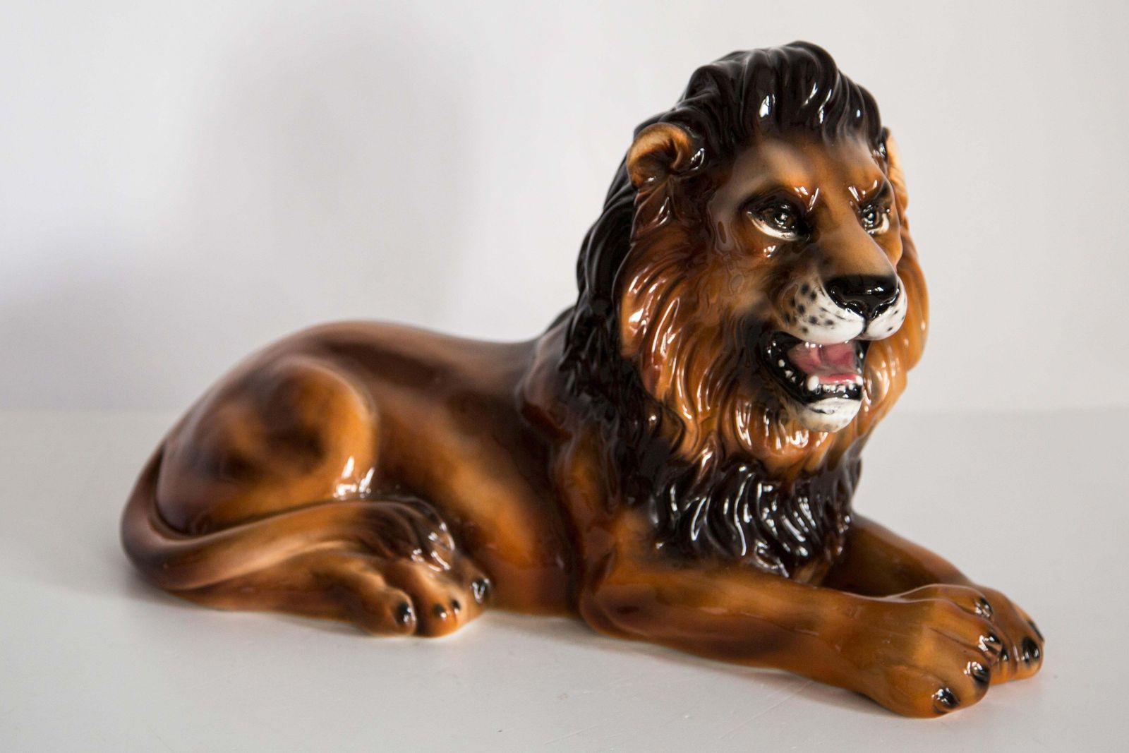 Mid Century Hand Painted Ceramic Lion Sculpture, Italy, 1960s photo 645.0