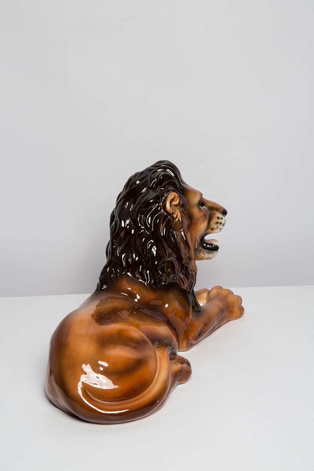 photo vinterior Mid Century Hand Painted Ceramic Lion Sculpture, Italy, 1960s