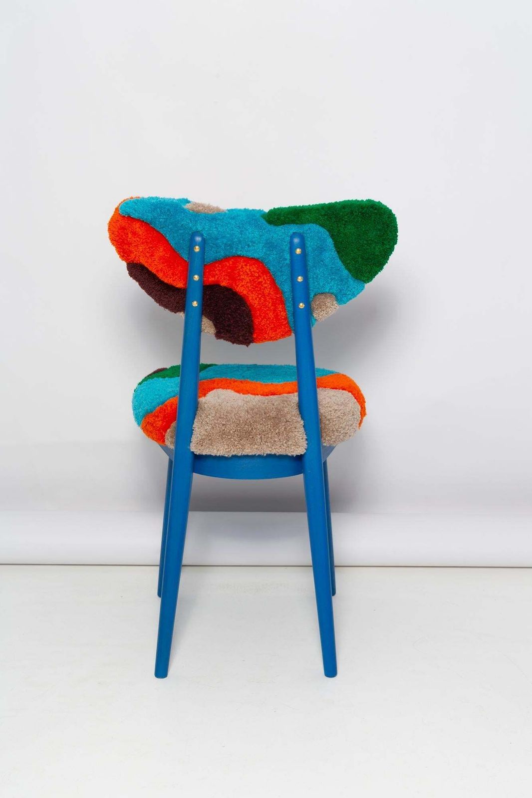 Mid Century Heart Chair In Hand Tufting Blue Green Wool, Europe, Poland, 1960s photo buy