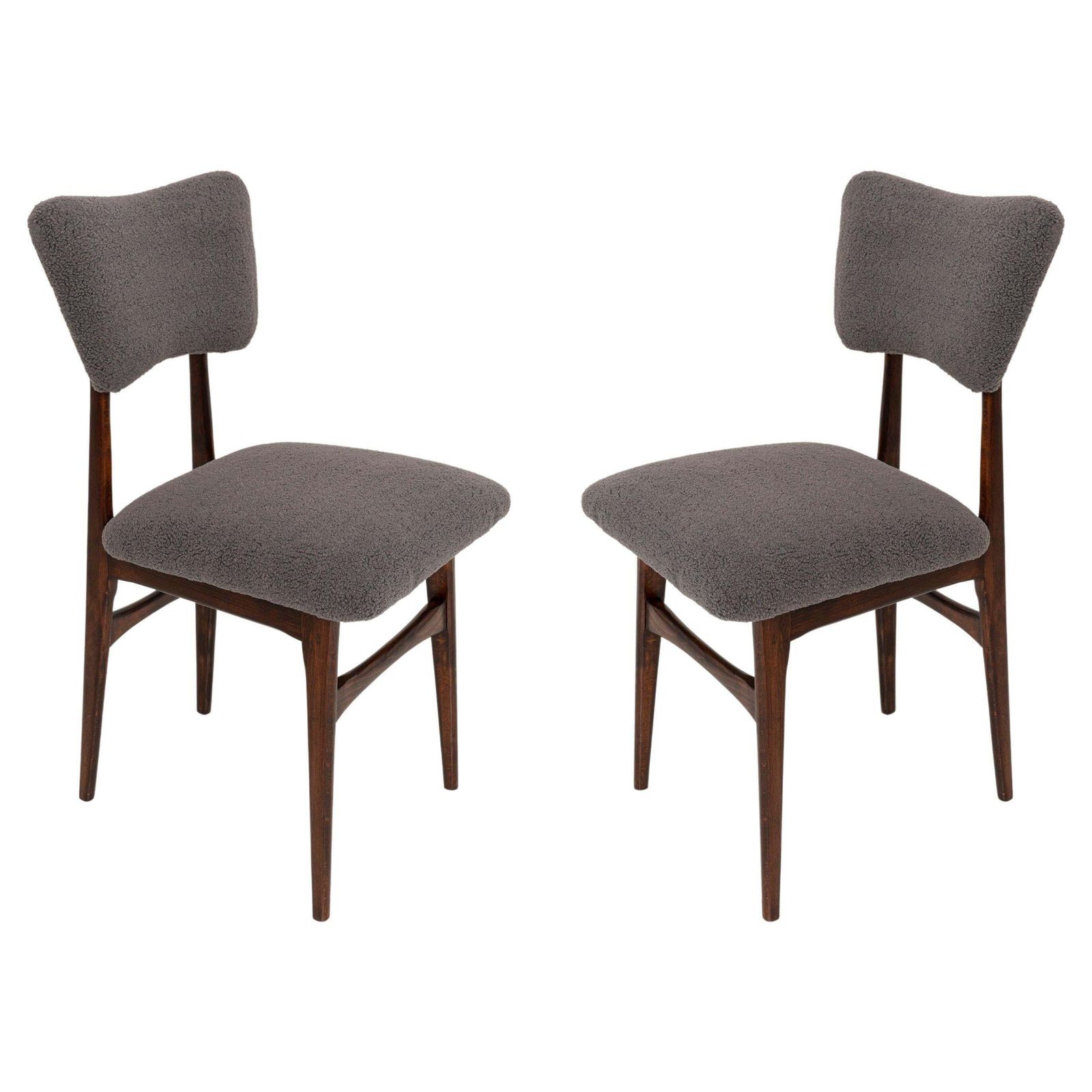 Set Of Two 20th Century Chairs In Dark Boucle, Europe, 1960s