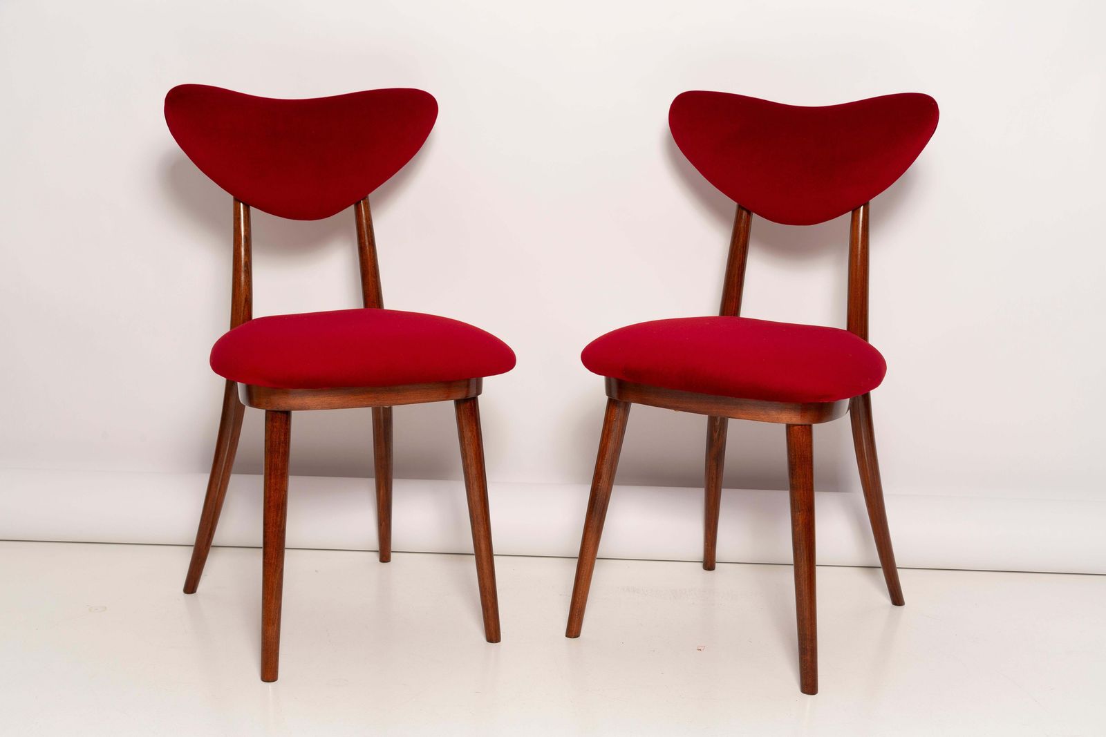 Pair Of Mid Century Red Heart Chairs, Poland, 1960s photo furniture