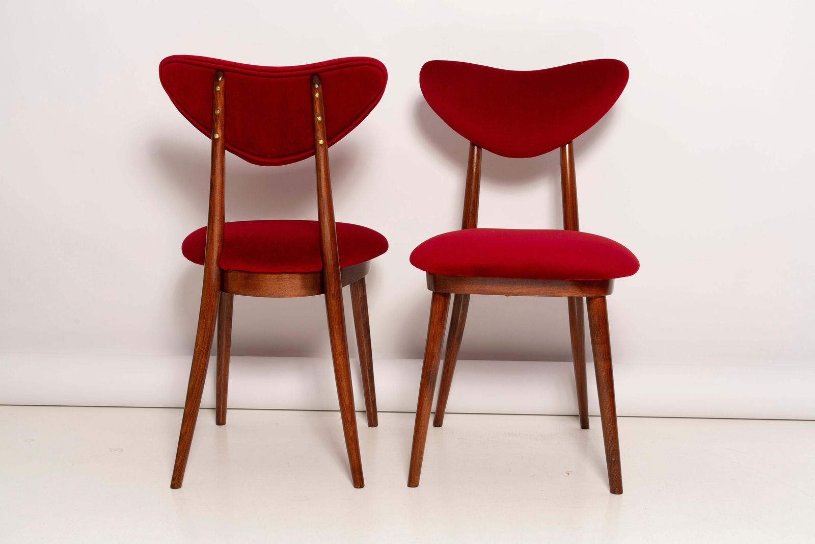 Pair Of Mid Century Red Heart Chairs, Poland, 1960s photo buy