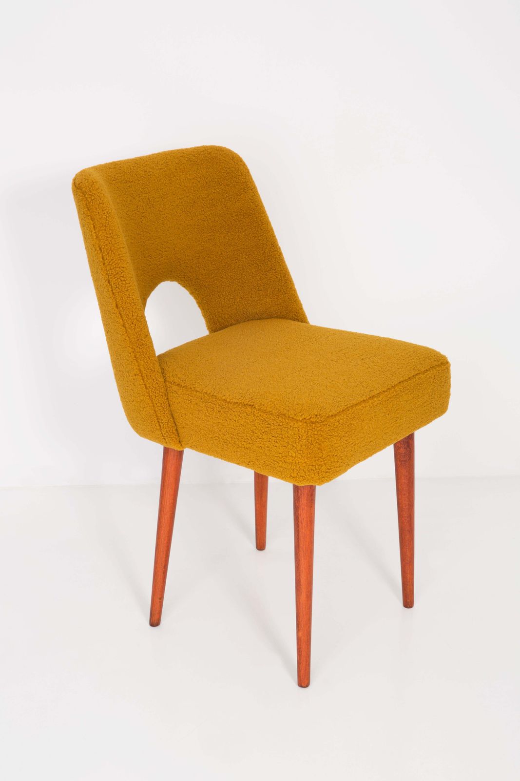 photo furniture Set Of Two Yellow Ochre Boucle 'Shell' Chairs, 1960s