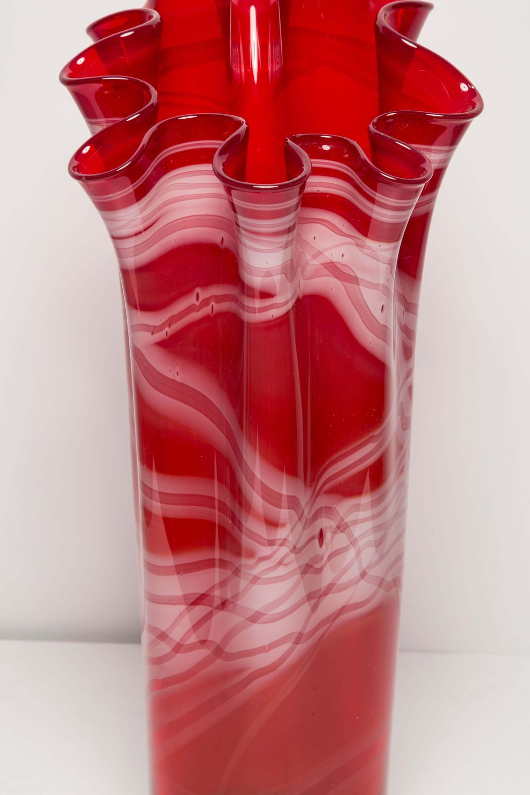 Mid Century Artistic Glass Big Red Vase, Tarnowiec, Sulczan, Europe, 1970s photo buy