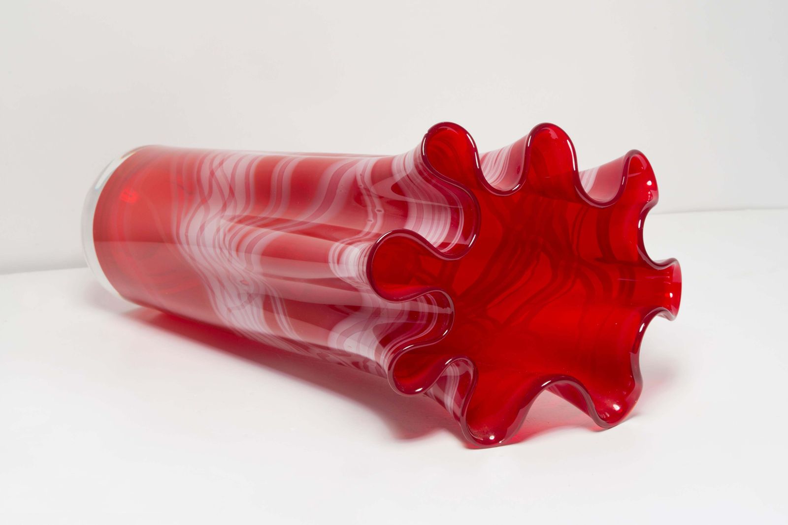 photo furniture Mid Century Artistic Glass Big Red Vase, Tarnowiec, Sulczan, Europe, 1970s