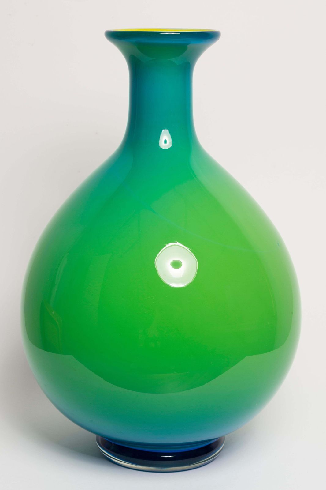 Mid Century Vintage Blauw Groene Grote Vaas, 20e Eeuw, Europa, Jaren 1960 photo vinterior