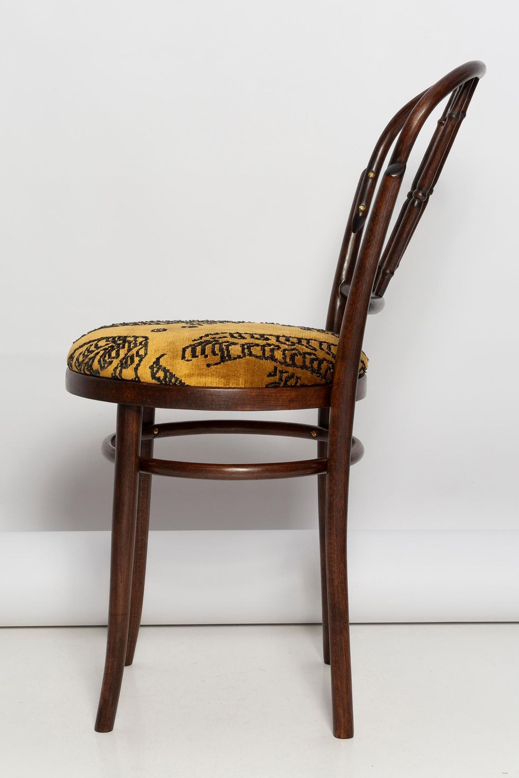 Furniture Pair Of Mid Century Beige Tiger Dedar Chairs, Fameg Factory, Poland, 1960s photo