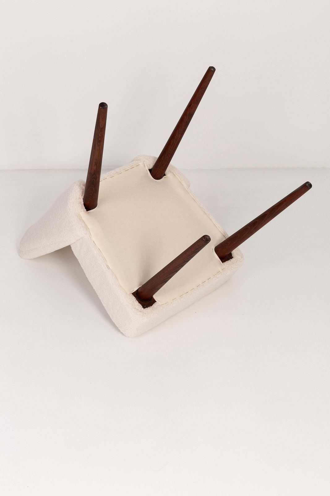 Pair Of Mid Century Light Crème Boucle 'Shell' Chairs, Europe, 1960s photo 1191.0