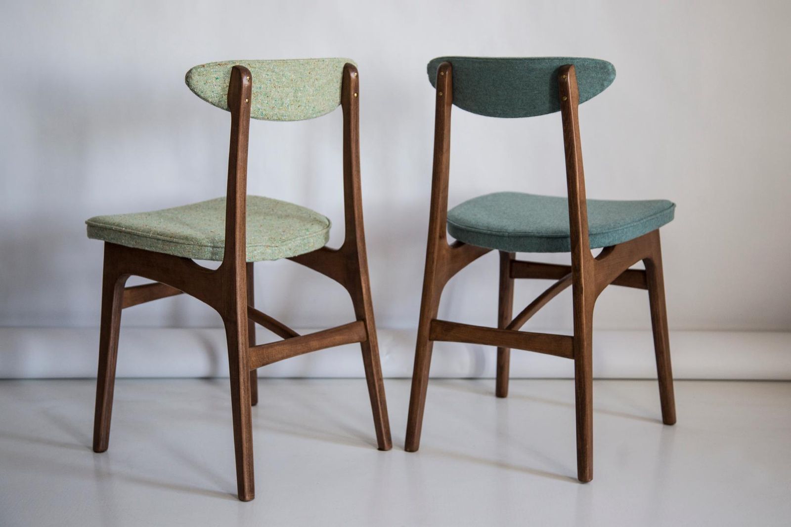 Paar Mid Century Stoelen, Groen Wol, Halas, Polen, Jaren 1960 photo buy