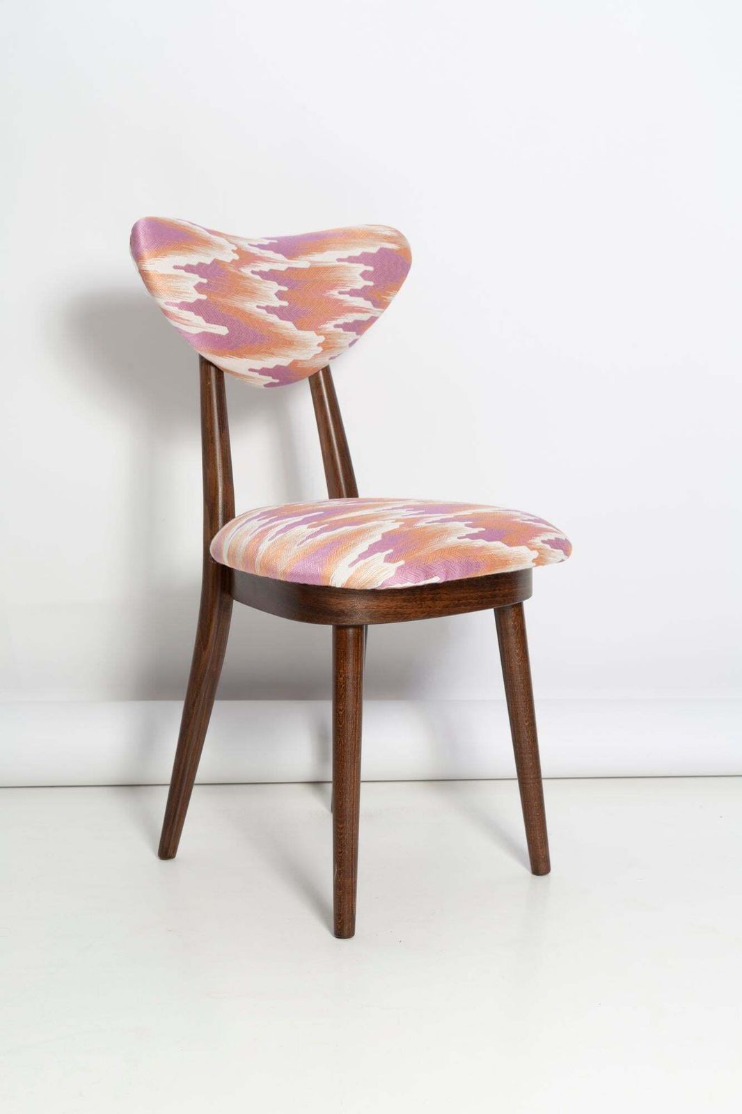 Set Of Two Midcentury Heart Chairs, Pink Fandango Jacquar, Dedar, Europe, 1960s photo furniture