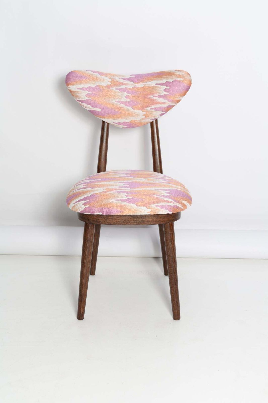 Set Of Two Midcentury Heart Chairs, Pink Fandango Jacquar, Dedar, Europe, 1960s photo Furniture