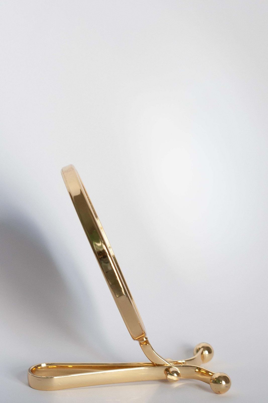 Mid Century Gold Decorative Table Mirror In Metal Frame, Italy, 1960s photo vintage