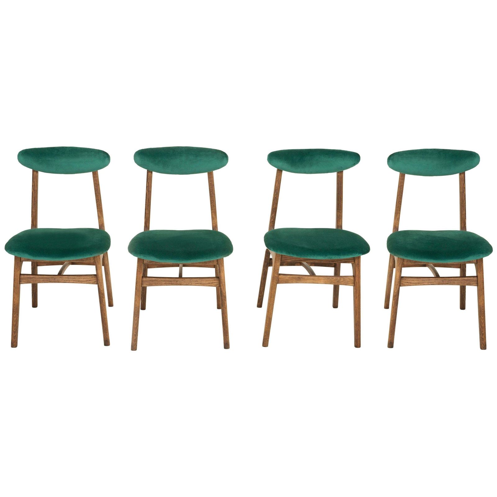 Set Van Vier Donkergroene Stoelen Van Rajmund Halas, Europa, Ca. Jaren 1960