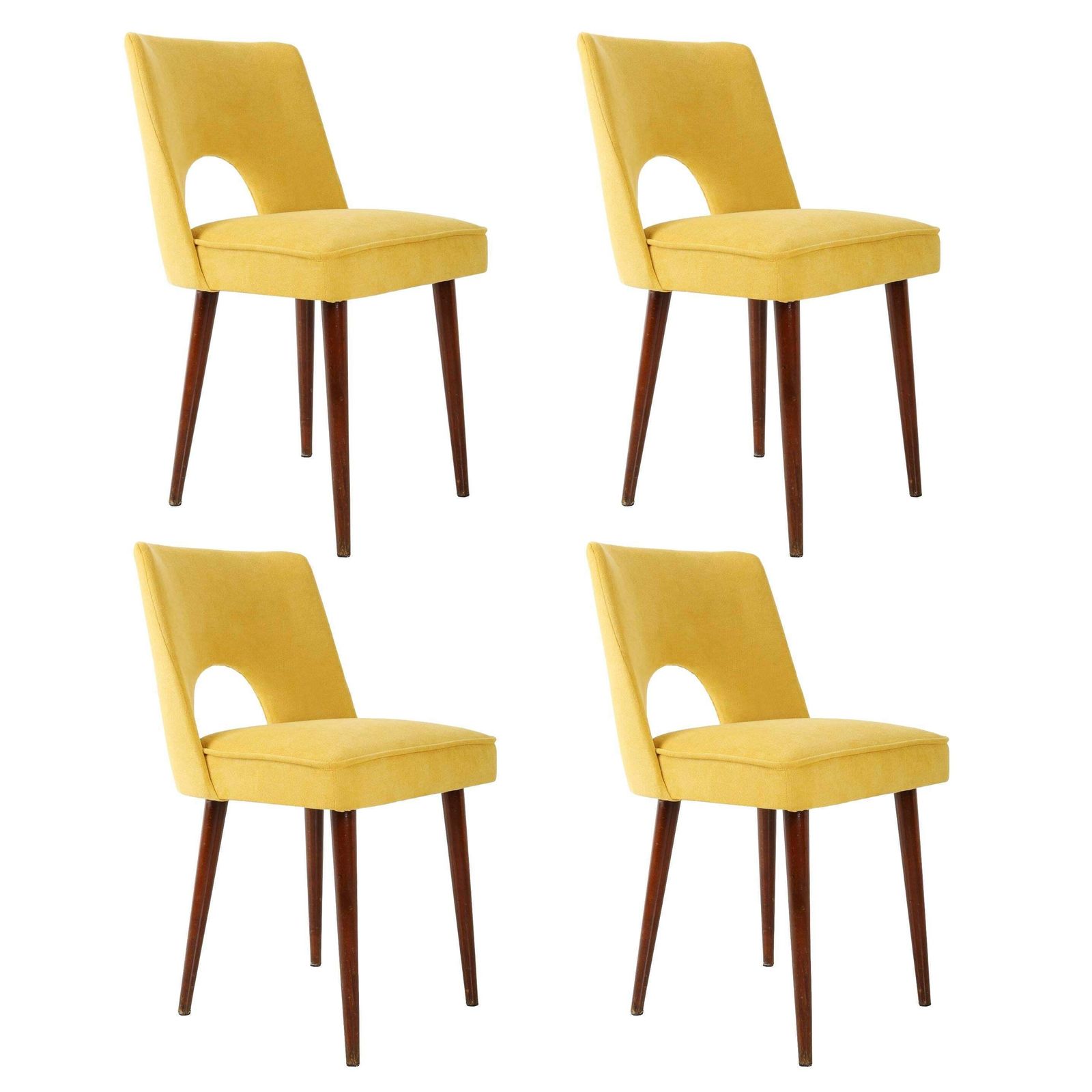 Set Of Four Yellow "Shell" Chairs, Poland, 1960s