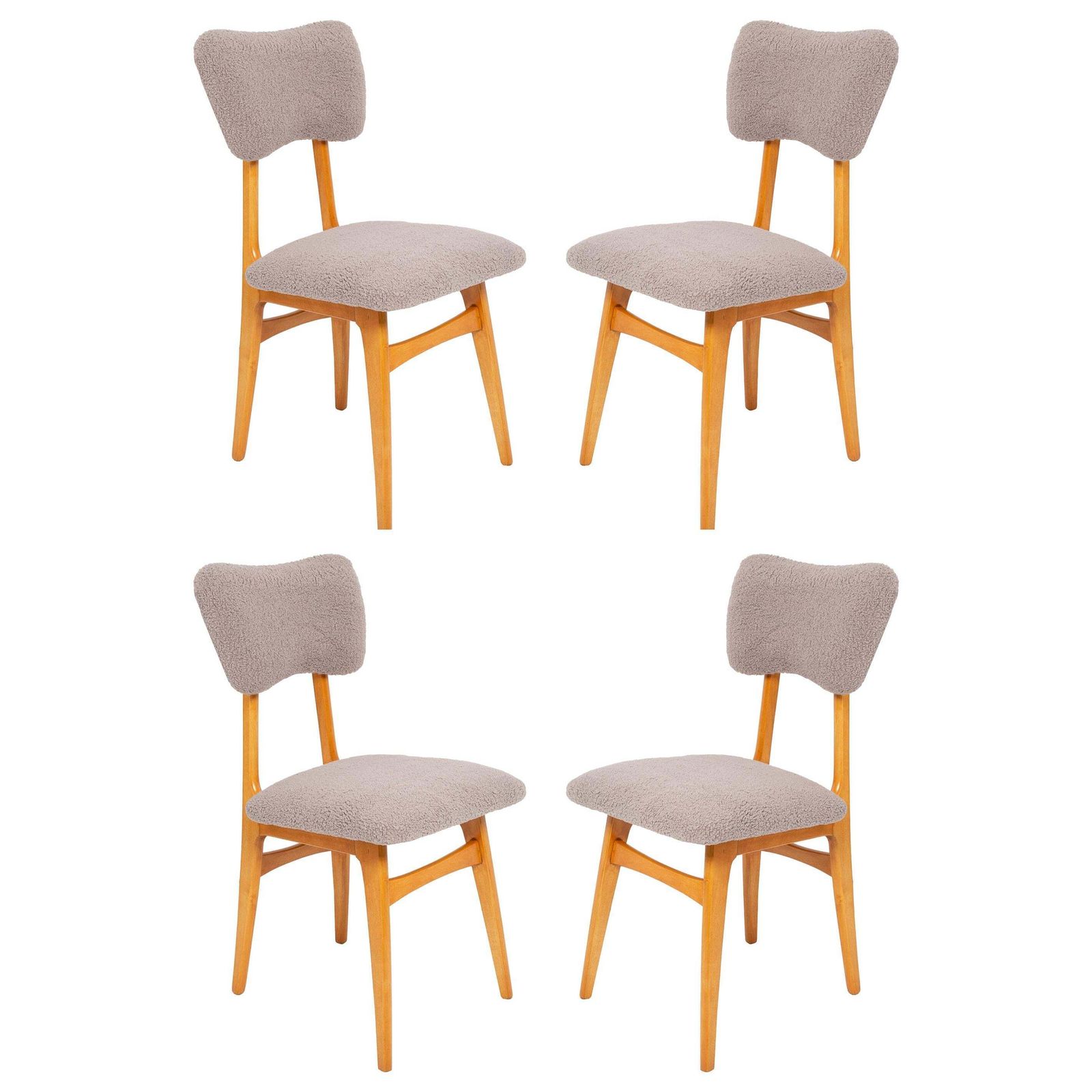 Set Of Four 20th Century Gray Boucle Chairs, 1960s