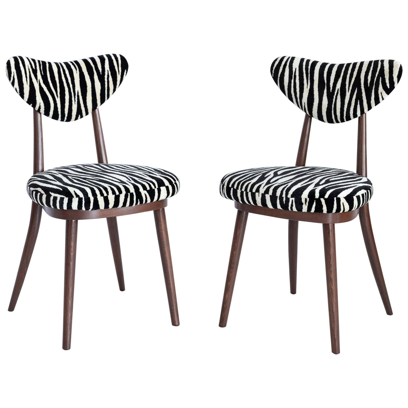 Set Van Twee Mid Century Stoelen Type A5828 In Zwart Wit Zebrastof, Polen, Jaren 1960