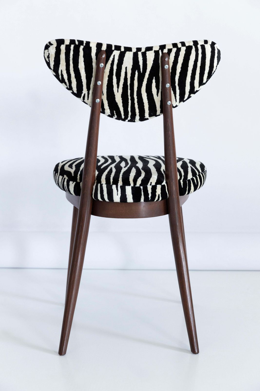 Set Of Two Midcentury Zebra Black And White Heart Chairs, Poland, 1960s photo 1702.0