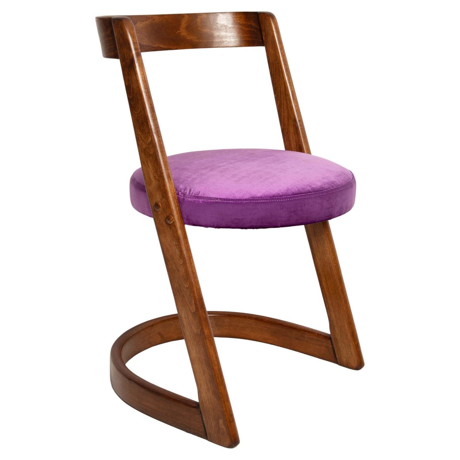 Mid Century Paarse Fluwelen Halfa Stoel, Baumann, Frankrijk, Jaren 1970