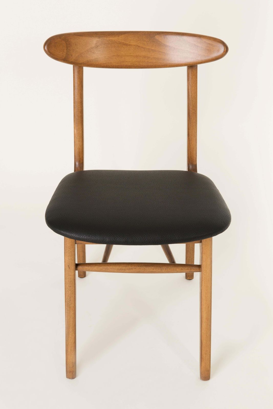 Set Of Four Midcentury Black Leather Dining Chairs, 1960s photo vinterior