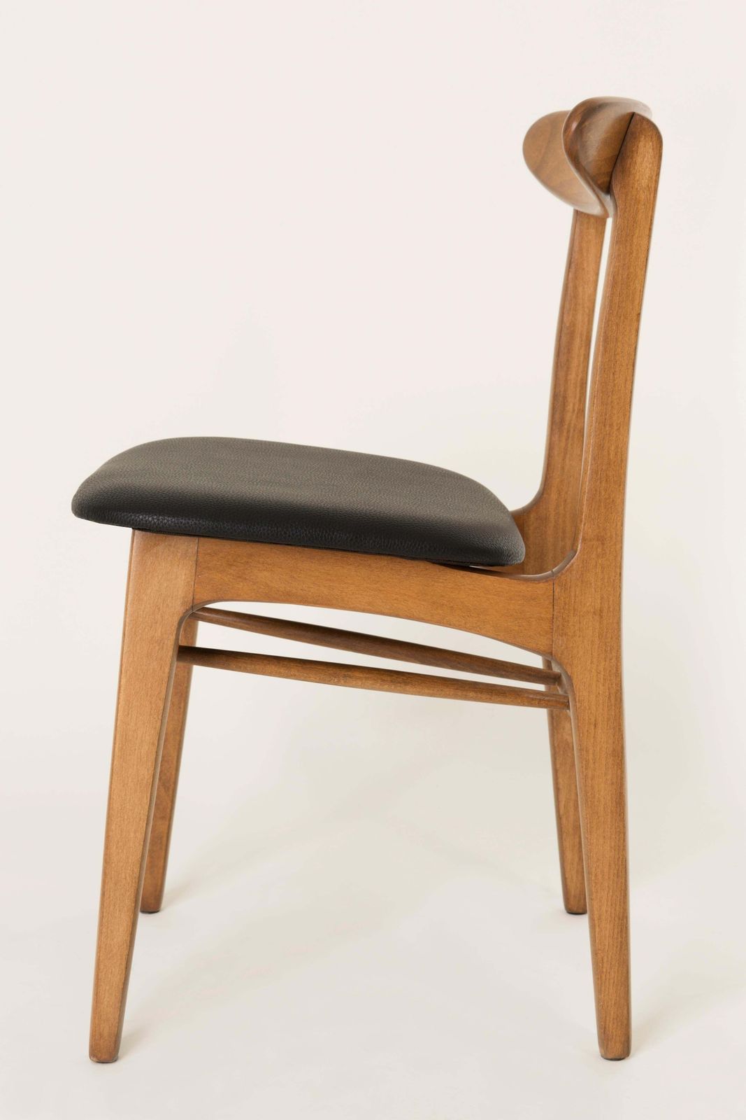 Set Of Four Midcentury Black Leather Dining Chairs, 1960s photo vintage
