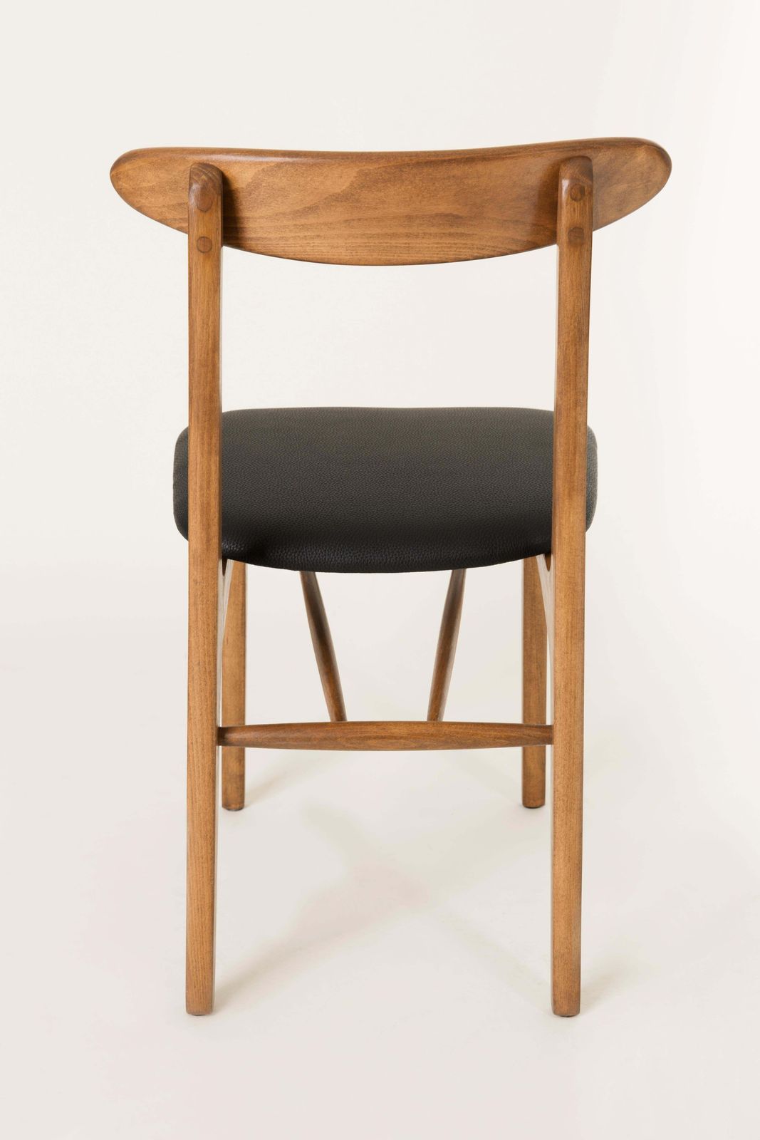 photo for sale Set Of Four Midcentury Black Leather Dining Chairs, 1960s