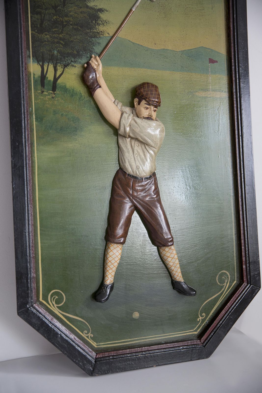 Mid Century Olieverfschilderij Met Golfmotief, Bruine Houten Lijst, Ca. Jaren 1960, Europa photo vinterior