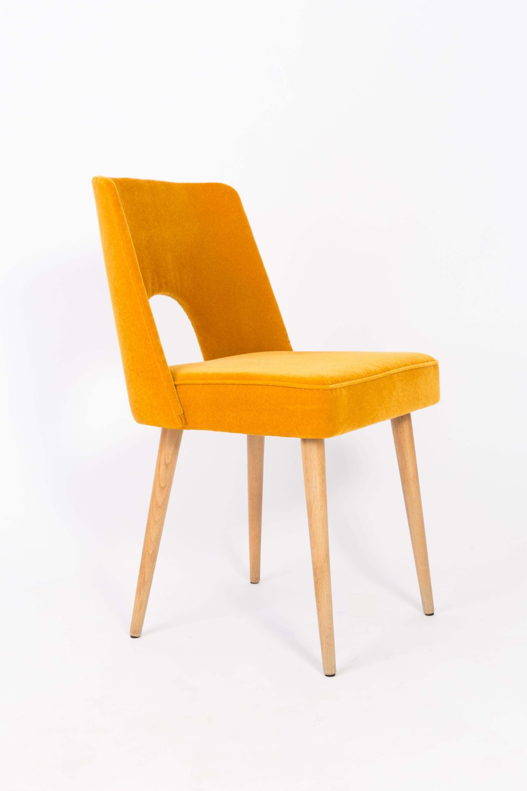 photo furniture Set Of Four Mustard Yellow Velvet 'Shell' Chairs, 1960s
