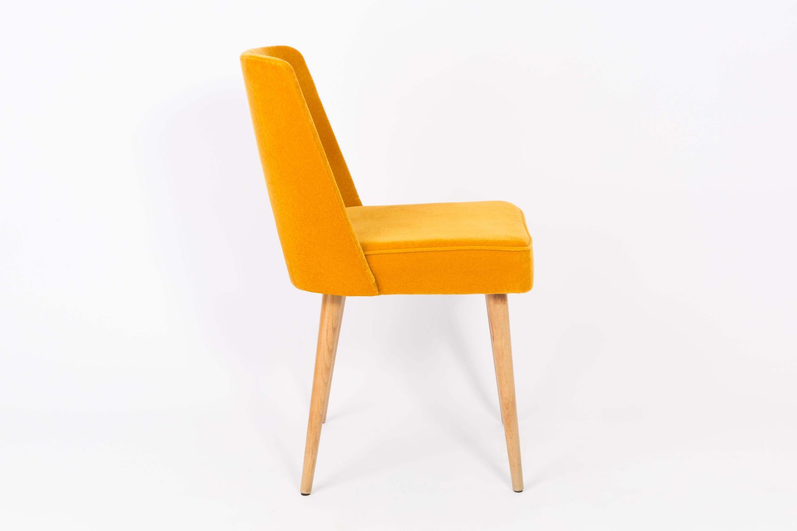 Furniture Set Of Four Mustard Yellow Velvet 'Shell' Chairs, 1960s photo