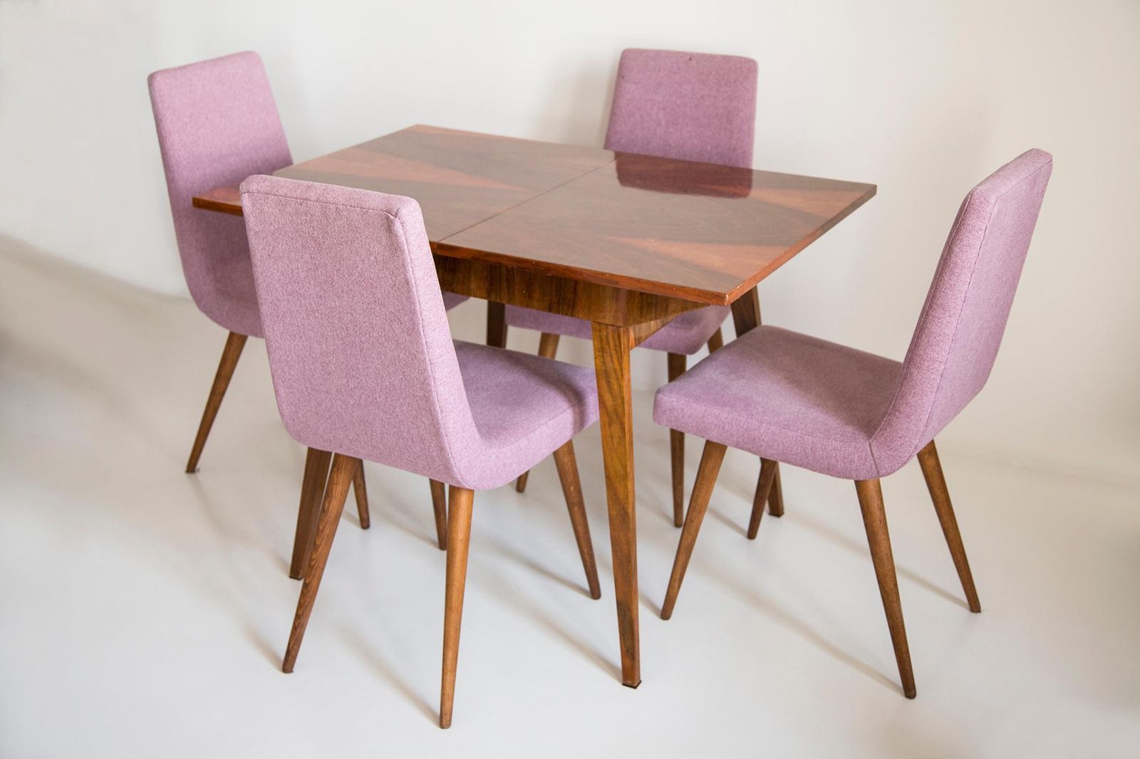 Midcentury Walnut Kitchen Table And Chairs, Danuta Lewandowska, Poland, 1960s photo Furniture