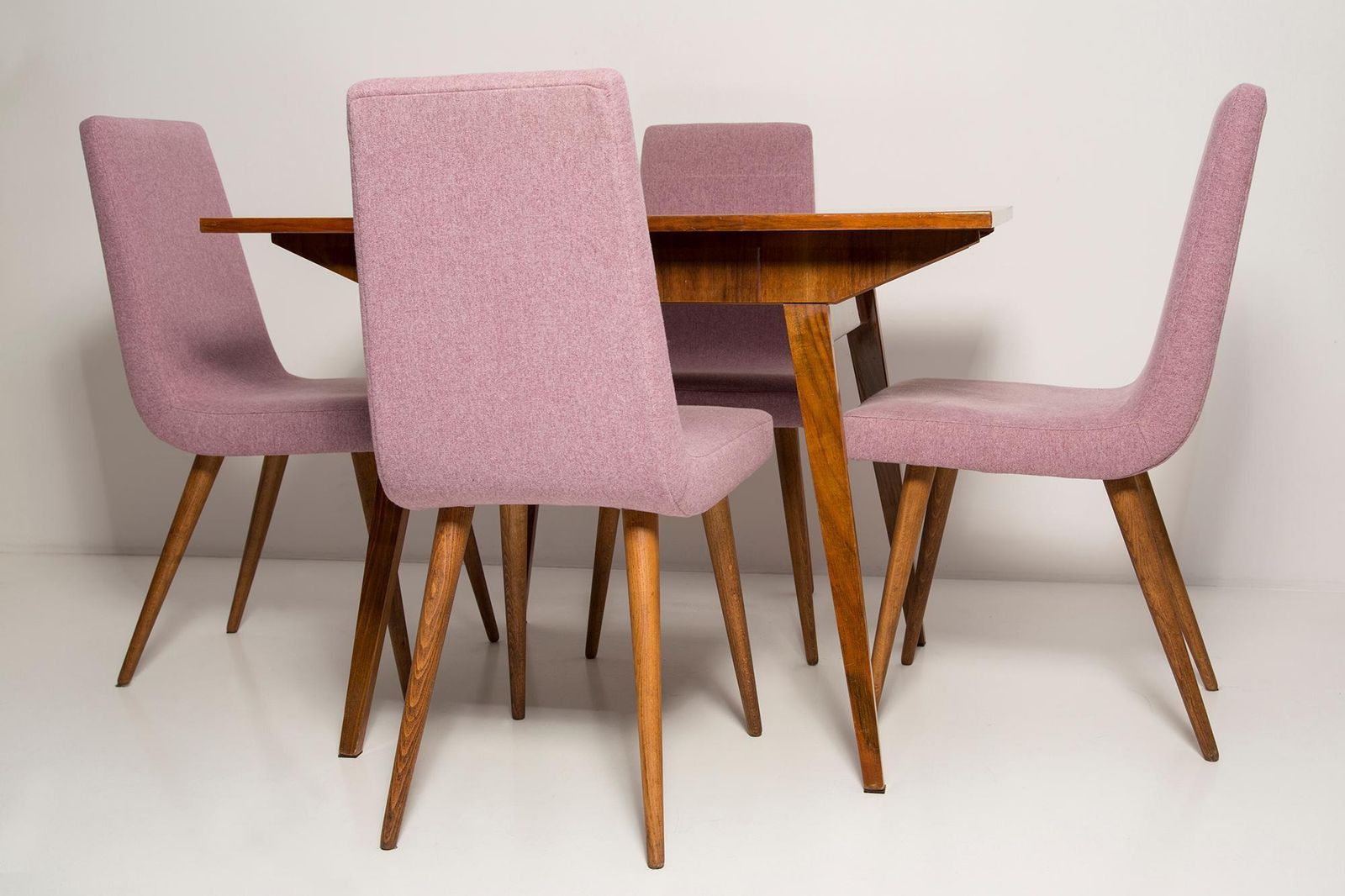 2551.0 Midcentury Walnut Kitchen Table And Chairs, Danuta Lewandowska, Poland, 1960s photo
