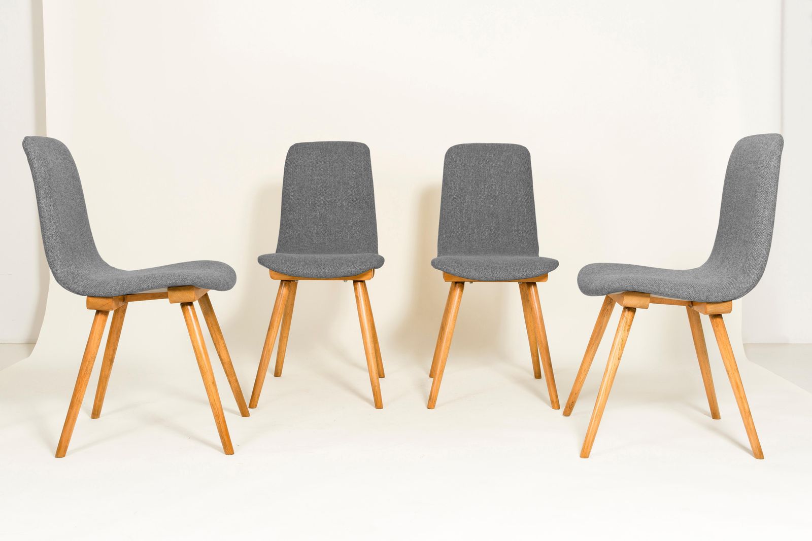 Set Of Four 20th Century Fameg Gray Vintage Chairs, 1960s, Poland photo for sale