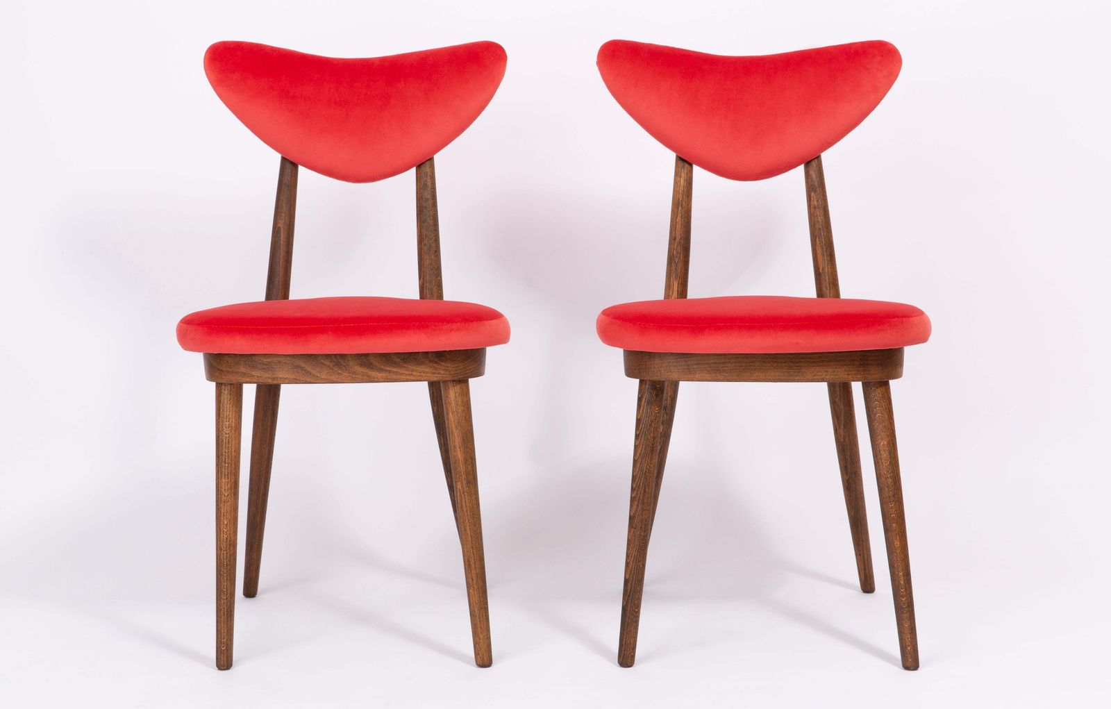 Set Of Four Red Heart Chairs, Poland, 1960s photo 2038.0