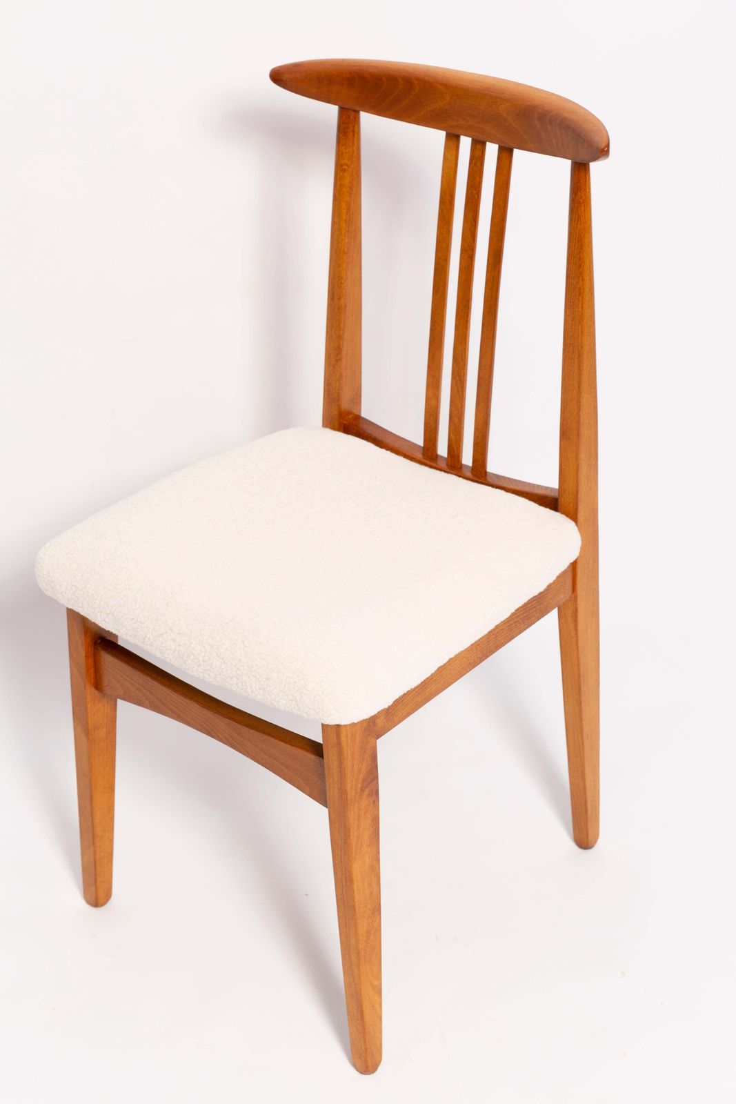 photo furniture Set Of Four Mid Century Cream Ivory Boucle Chair, By M. Zielinski, Europe, 1960s