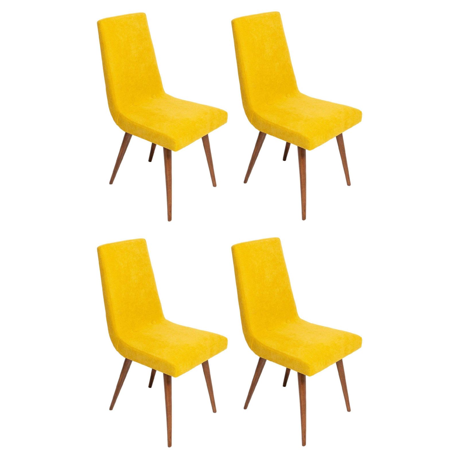 Set Of Four 20th Century Mustard Yellow Wool Chair, Rajmund Halas Europe, 1960s