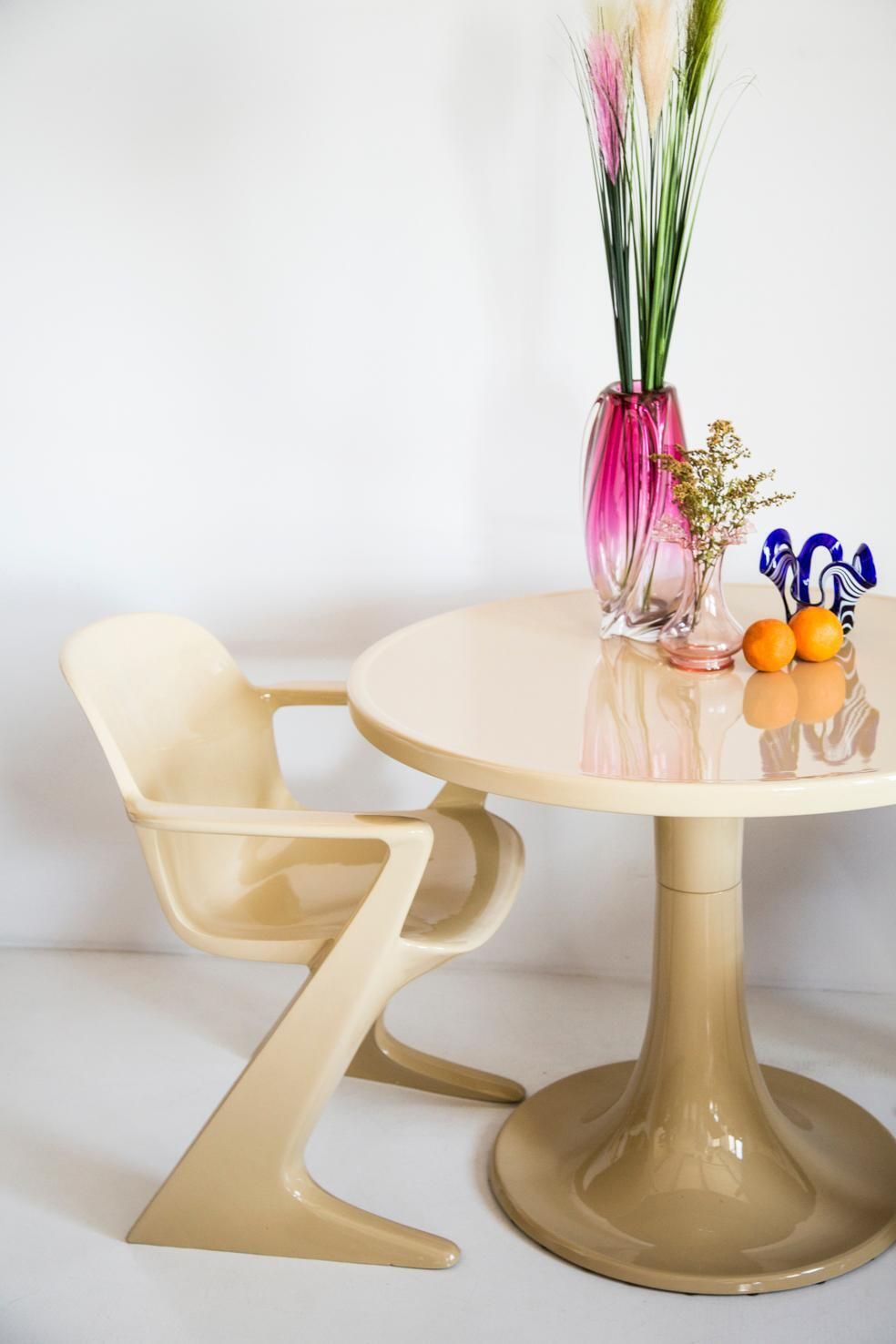 Midcentury Beige Kangaroo Table, By Ernst Moeckl, Germany, 1968 photo for sale