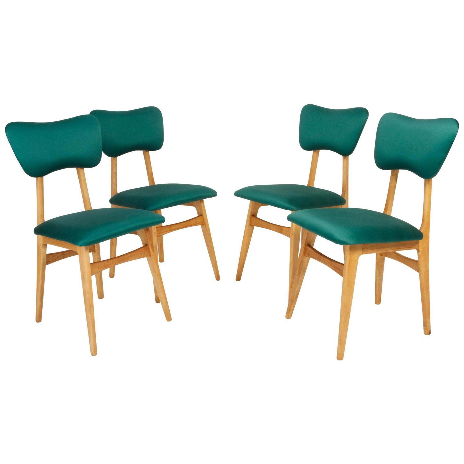 Set Of Four 20th Century Dedar Tabularasa Green Chairs, 1960s
