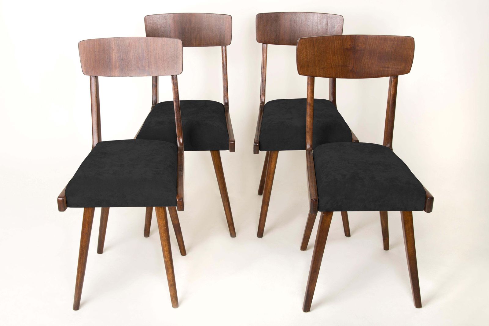 Set Van Vier Zwarthouten Stoelen Uit De 20e Eeuw, Jaren 1960 photo furniture