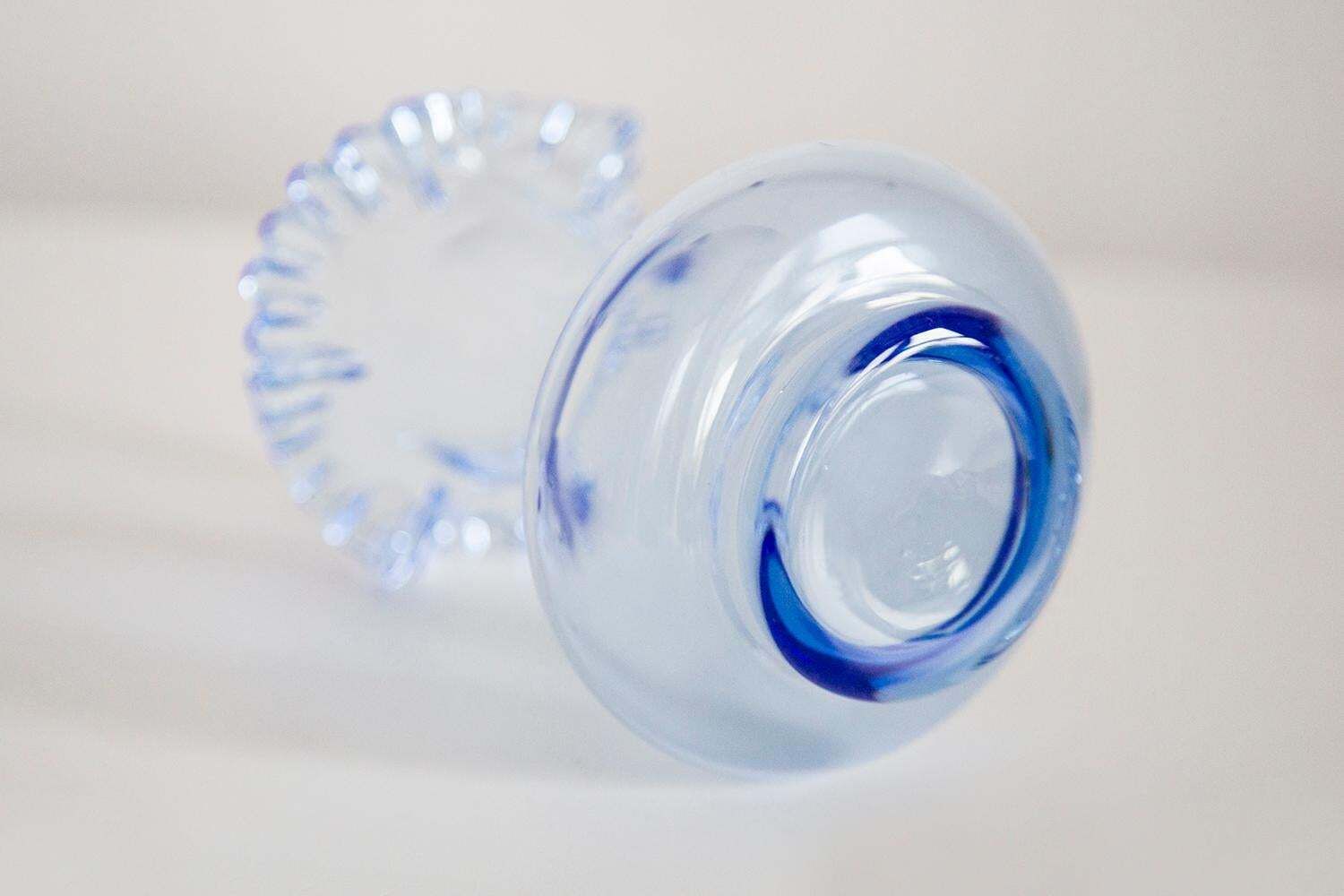 144.0 Midcentury Glass Light Blue Vase With A Frill, Europe, 1960s photo
