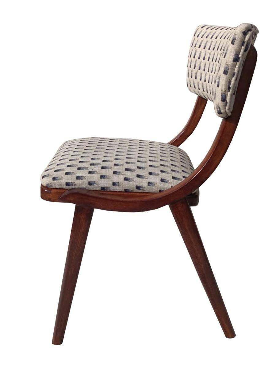 Mid Century Modern Bumerang Chair, Light Creme White Jacquard, Poland, 1960s photo vintage