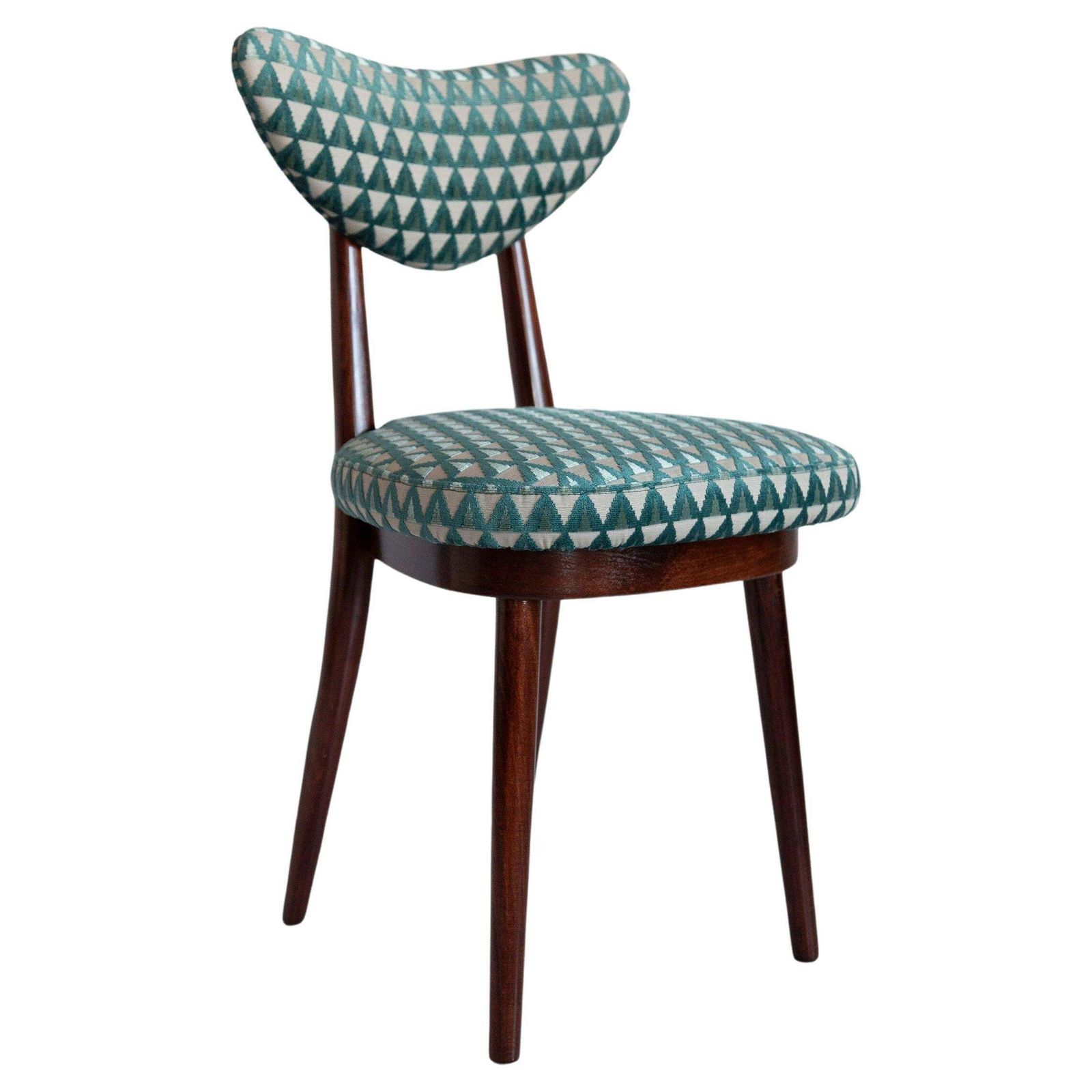 Mid Century Heart Chair In Amuleto Green Velvet, Europe, 1960s