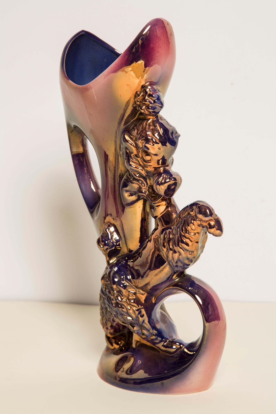 photo for sale Midcentury Porcelain Vase With Poodle Dog, Hand Painted, Europe, 1960s