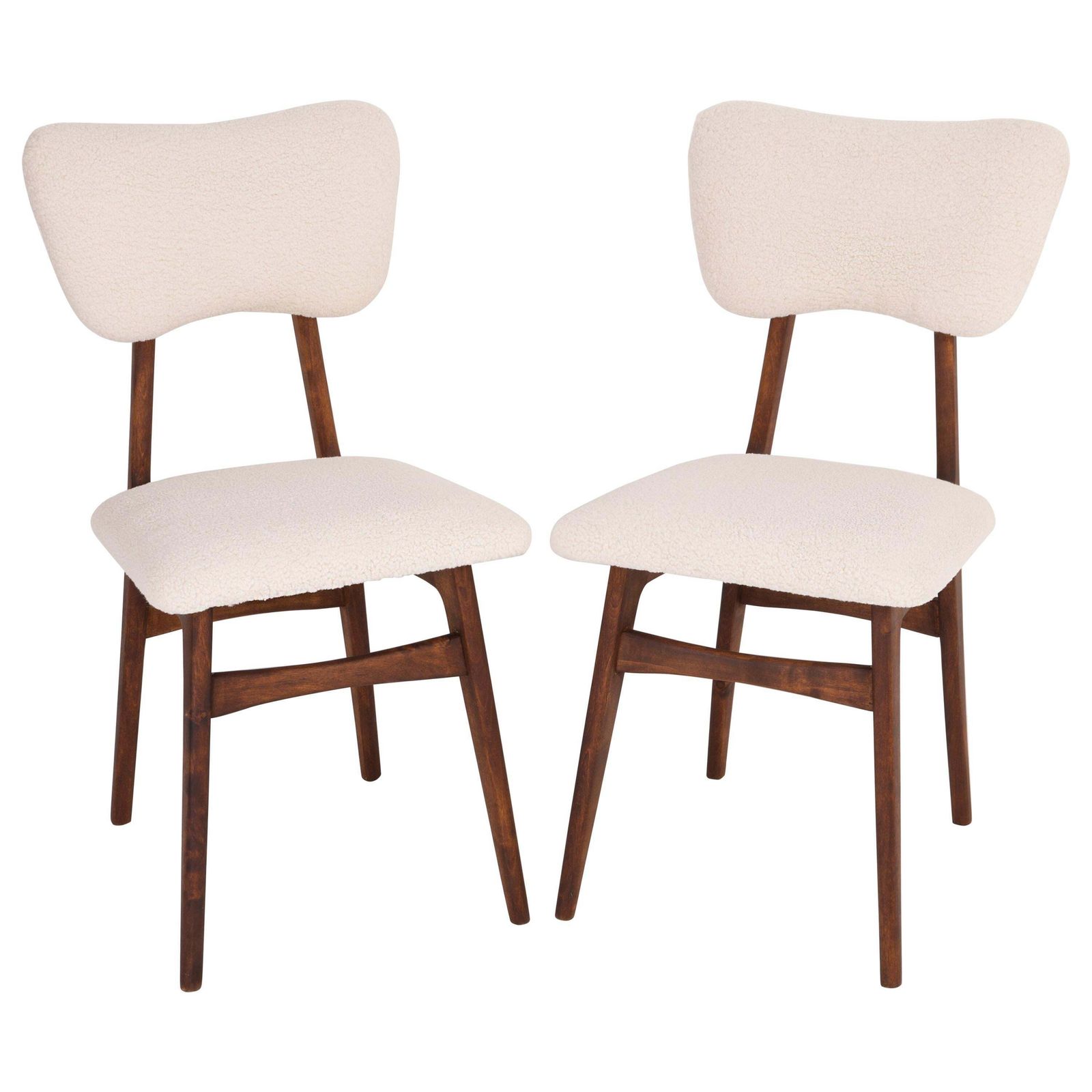 Set Of Two 20th Century Light Crème Boucle Chairs, 1960s