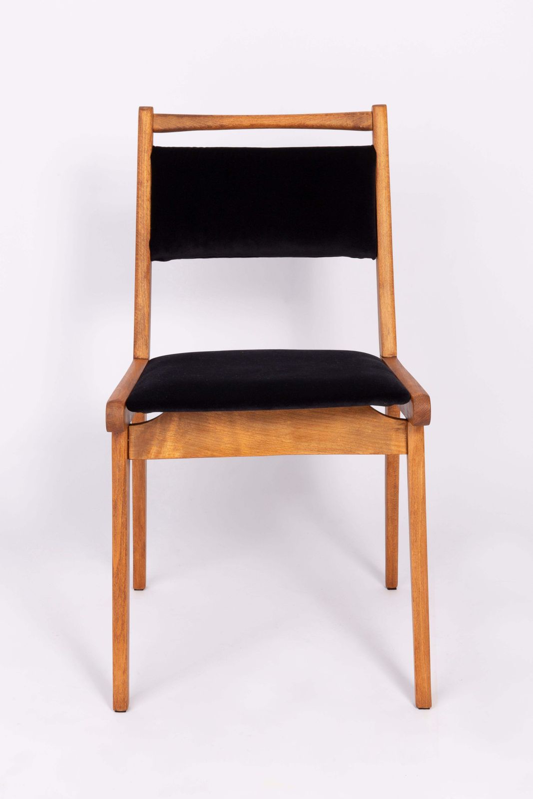 photo for sale Set Of Two 20th Century Black And White Velvet Chairs, Poland, 1960s