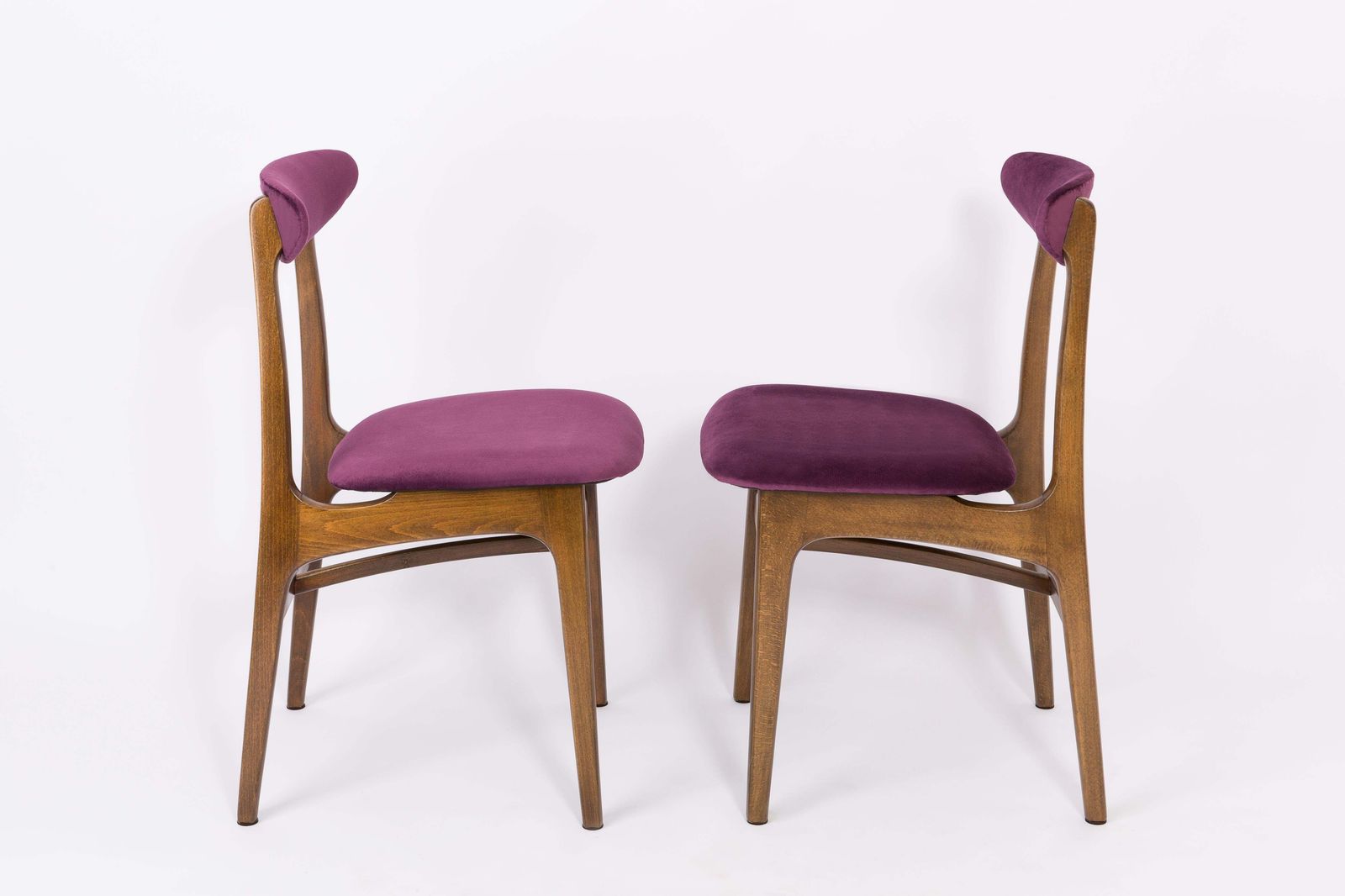 Set Of Two 20th Century Plum Velvet Rajmund Halas Chairs, Europe, 1960s photo furniture