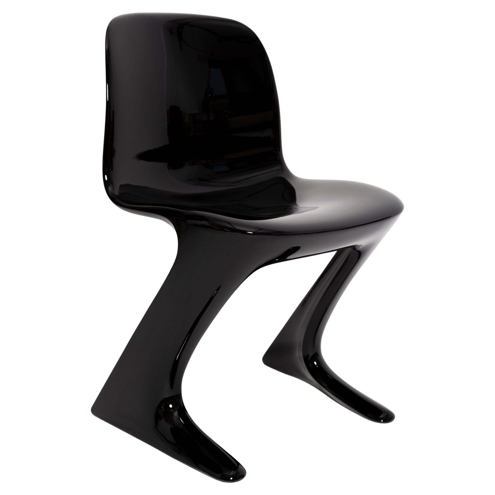 Mid Century Black Glossy Kangaroo Chair Designed By Ernst Moeckl, Germany, 1960s