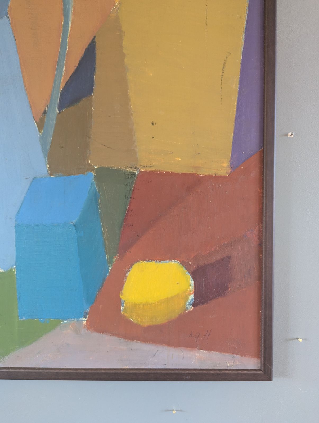 Geometric Still Life, Oil Painting photo vintage