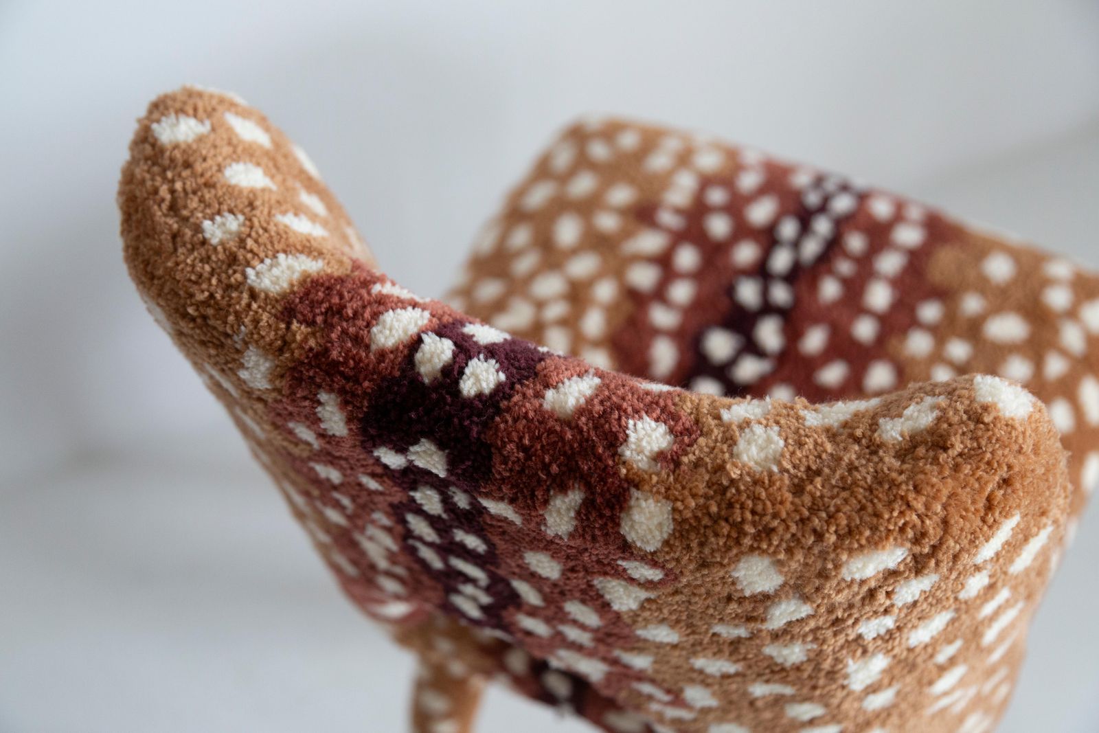 Mid Century Hand Tufting Roe Deer Bambi Wool Shell Chair, Europe, 1960s photo vintage